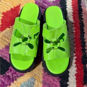Vibrant Green Slide Sandals